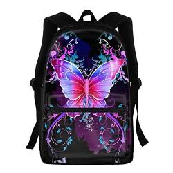 chaqlin Rucksack für Jungen und Mädchen, Polyester, lässiger Tagesrucksack, Schulranzen, Rosa Schmetterlinge, Einheitsgröße von chaqlin