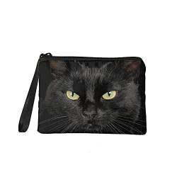 chaqlin Schwarze Katze Geldbörse Weiche Flanell Kosmetiktaschen für Damen Herren Mini Geldbörse Münztasche oder Reisen,Einkaufen von chaqlin