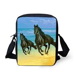 chaqlin Small Black Horse Umhängetasche Sling Messenger Bags Handytasche Geldbörse mit Schultergurt Unisex Kids Satchel von chaqlin