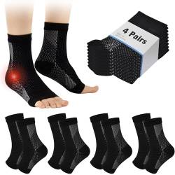 4 Paar Plantarfasziitis Socken Kompressionsstrümpfe für Fußgewölbe Ferse und Knöchel Unterstützung Orthopädische Kompressionssocken für Damen und Herren Fersensporn Bandage (Schwarz, 47-51) von cheap4uk