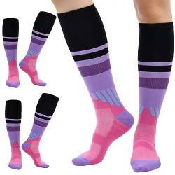 Kompressionsstrümpfe Damen Herren 15~20mmHg Sneaker Socken 34-51 Stützstrümpfe Thrombosestrümpfe Sport Flug Laufen Kompressionssocken 2 Paar (DE/NL/SE/PL, Numerisch, 43, 46, Regular, Regular, Lila) von cheap4uk