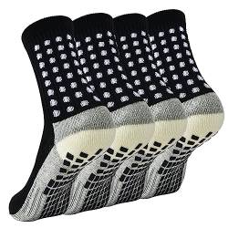 cheap4uk 2 Paare Grip Socken Fussball Fußball Socken Kinder Herren Damen Polsterung Sportsocken Socken Fussball Rutschfeste Football Socks (as3, alpha, m, regular, regular, Schwarz) von cheap4uk