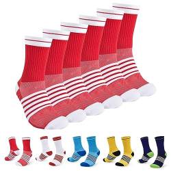 cheap4uk 3 Paar Grip Socken Fussball Rutschfeste Sport Fußball Socken Herren Damen 39-42 43-46 Grip Socks Mit Gummipunkten Atmungsaktive Sneaker Socken (as3, alpha, s, regular, regular, rot) von cheap4uk