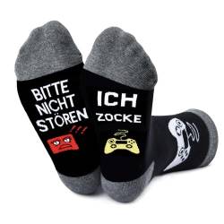 cheap4uk Lustige Socken Damen Herren, Gaming Mit Spruch BITTE NICHT STÖREN ICH ZOCKE, Baumwolle für Männer Frauen, Geschenk den Vatertag Ostern Weihnachten von cheap4uk