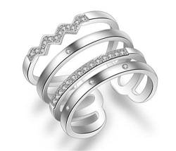 chenyesun Damen 925 Sterling Silber Zirkonia Verstellbar Partnerringe Öffnung Ring Freundschaftsringe Ring für Frauen Geschenk von chenyesun