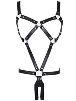 chenyesun Damen Herren Leder Unterwäsche Busenfrei Harness Geschirre Leder Ketten Einstellbar Körper Riemen SM Bondage Fesseln Cospaly Sexspielzeug Erotik Sklaven von chenyesun