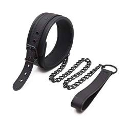 chenyesun Halskette Leder Halsband SM Einstellbar Halsband-Geschirrmit Leine Ketten Fetisch Erwachsene Sex Spielzeug für Frauen Herren von chenyesun