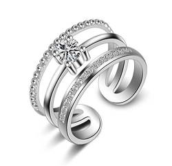chenyesun Ringe Damen Verstellbare 925 Silber + Zirkon Einfache DREI Schicht Diamant-Ring Eröffnung von chenyesun