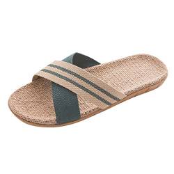 Veja Herren Offene Schuhe Linen Flat Beach Home Herren Slippers Indoor Slippers Fashion Men Freizeitschuhe Herren Leder, grün, 44 EU von chhoioia