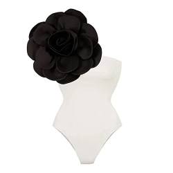 chhoioia Hasenkostüm Damen Verbundener Body-Badeanzug für Damen 3D-Blumen-Badeanzug für den täglichen Gebrauch Damen Große Größen Schwarz (C, L) von chhoioia