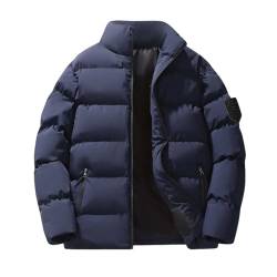 chhoioia Herren Winterjacke Mit Fell Lässige Daunenjacke mit Kragen, warme Bündchen, einfarbig, Reißverschluss, Herrenjacke, Herren-Daunenjacke ohne Kapuze S Herren Rot (Navy, XXL) von chhoioia