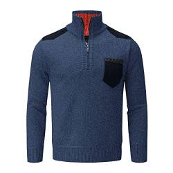 chhoioia Herren Winterjacke Wolle Herbst- und Winterpullover für Herren, schmaler Kragen, einfarbig, verdickend, halber Reißverschluss, gestrickt, Hemdtaschen-Pullover Winter Daunen Mantel (Blue, XL) von chhoioia