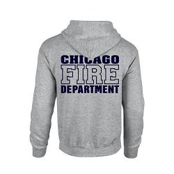 Chicago Fire Dept. - Sweatjacke mit Kapuze in grau (L) von chicagofireshop