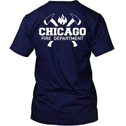 Chicago Fire Dept. - T-Shirt mit Logo und Axt-Motiv (XL, Navy) von chicagofireshop