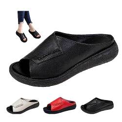 CHICNOVA 2023 Women'S New Thick-Bottomed Fish Mouth Slippers,Comfortable Wedge Shoes with Arch Support,Slip On Platform Beach Slides. (38EU, Black) von chicnova