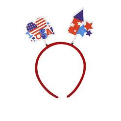 4. Juli Patriotisches Stirnband Hut USA Buchstabe Haarband Kristall Rot Weiß Blau Unabhängigkeitstag Amerikanische Flagge Stern Kopfschmuck Haarspange Gebogen von chiphop