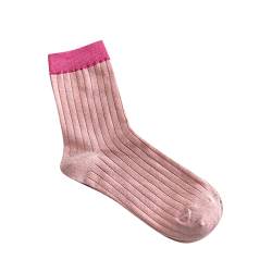 Arbeitssocken Füßlinge low cut Damen Medium Tube Socken Sommer Dünne Farbkontrastsocken Sommerstrümpfe Dünne Niedrig Geschnittene Rutschfeste Socken (Pink, One Size) von chiphop