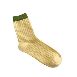 Arbeitssocken Füßlinge low cut Damen Medium Tube Socken Sommer Dünne Farbkontrastsocken Sommerstrümpfe Dünne Niedrig Geschnittene Rutschfeste Socken (Yellow, One Size) von chiphop