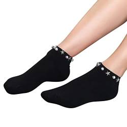 Footies Silicon Sneaker Spitzenknöchelsöckchen Kleidersocken für Damen Sneaker Socken Damen Füßlinge (Black, One Size) von chiphop