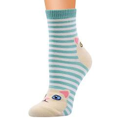 Klein Socken Damen Kurz Lässige Baumwollmuster-Socken für Damen Bequeme Socken mit niedlichem Tierdruck Raupe Nimmersatt Socken (Green, One Size) von chiphop
