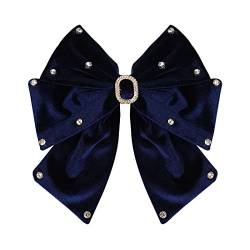 Samt-Haarnadel-Rückenschleife Perlen-Haarnadel-Haarnadel Einfache schwarze horizontale Clip-Top-Clip-Kopfschmuck Haarspange Oberkopf (Navy, One Size) von chiphop