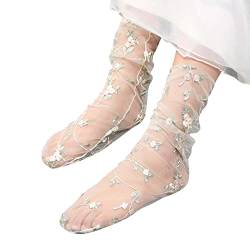 Schuh Socken Füßling Funktionssocken Frühlings- und Sommersocken für Erwachsene, atmungsaktiv, Modetrend, gebrochene Blumenhaufensocken, einfache Hautfarbe, bedruckte Sneaker Socken (White, One Size) von chiphop