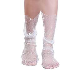 Socken Stopper 39 Lace Söckchen für Damen Rüschensocken Damen Netzsocken Damensocken Socken Batik (White, One Size) von chiphop