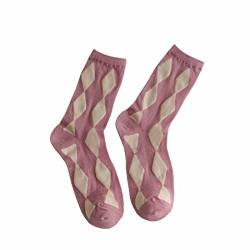 Sportsocken Laufsocken Sneakersocken Mittlere Röhrensocken für Damen, dünne, atmungsaktive, bonbonfarbene Kontraststapelsocken im Sommer Atmungsaktive Socken aus Eisseide (Pink, One Size) von chiphop