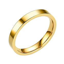 chiphop 3MM Edelstahl Massive Ringe Ehering Ringe Für Frauen Ringe Für Männer Glatte Ringe Geometrie Ringe Größe 6 13 Ringe Schwarz Paar (Gold, 11) von chiphop