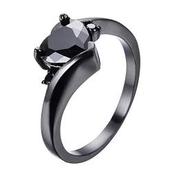 chiphop Bunte Zirkon Herzschmuck Herzen Liebe Frauen Liebe geformte Ringe Grüne Robe Der Ringe (Black, 6) von chiphop