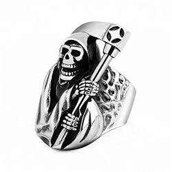 chiphop Herren Silberring Ring Sichel Nachahmung Gothic Totenkopf Stahlringe Ringe Herren 24 K (A, One Size) von chiphop