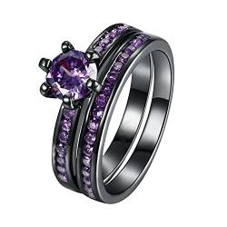 chiphop Hochzeits-Frauen-Geschenk 512 Legierungs-Ring-Bunte Größen-Finger-Zirkon-Ring-Schmucksache-Ringe Vorbau Ringe (Purple, 10) von chiphop