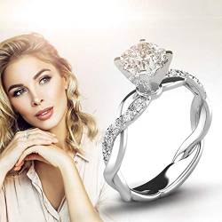 chiphop Knoten Ring Herren Zircon eleganter Diamant Braut Verlobungsring Silberne Ehering Statement Schmuck (Silver, 7) von chiphop