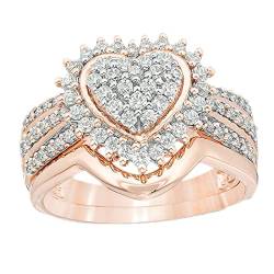 chiphop Liebes-Ring-Satz-Damen-Art- und Weisehochzeits-Ring-Zweiteiliger Satz-Ring für Frauen-voller -Ring 5 11 Ringe Vorhangstange Silber (Rose Gold, 11) von chiphop