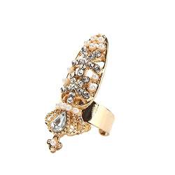 chiphop Ringe Deckenmontage Bowknot-Nagel-Finger-Ring-Art- und Weisekristallnagel-Blumen-Ring-Charme-Frauen-Ringe Spirituelle Ringe (G, One Size) von chiphop