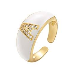 chiphop Ringe Deckenmontage Damen Gold Anfangsringe Kristall Alphabet Ring Ton Gold Damen Siegel Verstellbarer offener Ring Alphabet Buchstaben Ringe Kleine Ringe Ohr (A, One Size) von chiphop