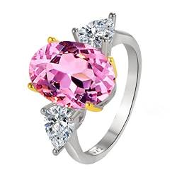 chiphop Ringe Lebens Ovaler Diamantring aus platiniertem Gold mit hohem Kohlenstoffgehalt. Importierter -Rosa-Gelb- und -Verlobungsring Lutsch Ringe (Pink, 7) von chiphop