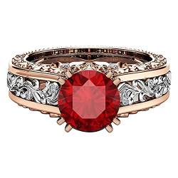 chiphop Schmuck Silber Creolen Herren Legierungs-Ring-Trennungs-Geschenk-Gold überzog Damen-Farben- Rosen-Schmuck-Ring-Ringe Eheringe Edelstahl Ring (Red, 10) von chiphop