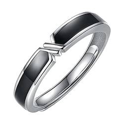 chiphop Stahl Verlobungsringe Partnerringe Krawatte Paar Ring für Männer und Frauen Ring Mode Vielseitiger Gel Drop Open Ring Einstellbarer Silberring Roségoldring mit Emaille Hochzeit Männer (B, A) von chiphop