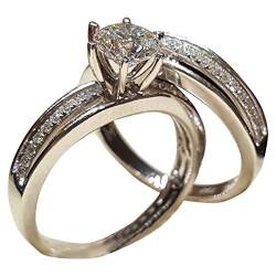 chiphop Valentinstag-Ring-Ring-Licht-Luxusring-Neuer kreativer Ring kann gestapelt Werden, um Frauen-Mode-Ring zu tragen Flaggen Der Ringe (Silver, 10) von chiphop