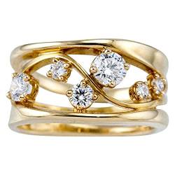 chiphop Verlobungs-Rundschliff-Zirkon-Frauen-Hochzeits-Ring-Schmuck-Ringe für Frauen-voller -Damen-Ring Ringe Werfen Pool (Gold, 5) von chiphop