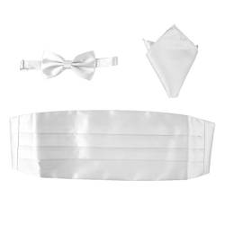 chiwanji Einstellbare Kummerbund Gebundene Fliege Taschentuch Set Prom Formellen Anzug, Weiß, wie Beschrieben von chiwanji