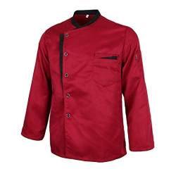 chiwanji Kochjacke Langarm Bäckerjacke mit Druckknöpfe Kochbekleidung Gastronomie Chef Coat Jacket, Rote, XL von chiwanji