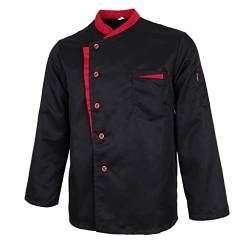 chiwanji Kochjacke Langarm Bäckerjacke mit Druckknöpfe Kochbekleidung Gastronomie Chef Coat Jacket, Schwarz, L von chiwanji