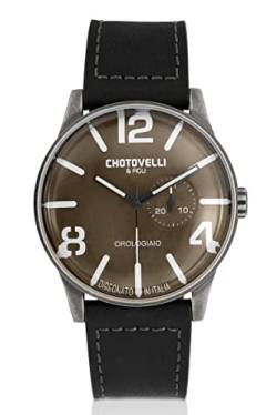 Chotovelli Herren-Armbanduhr, Mecha-Quarz, Vintage-Lederarmband, 5900, Schwarz, medium, Pilot von chotovelli