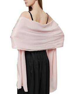 Damen Elegante Schal Sommer Pink Satin Festliche Stola Bridal Abend Wrap Schal Silk Feel Long Stolen für Abendkleid Party Hochzeit Braut Brautjungfer Frauen Geschenk Hochzeitsschal(Pink) von chuangminghangqi