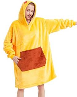 Übergroßes Hoodie Decken-Sweatshirt Warm Plüsch Taschen-Decke Kapuzenpullover für Damen Herren und Jugendliche,Geschenkidee (Gelb, L) von chuangminghangqi