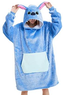 chuangminghangqi Flauschiger Decke mit Ärmeln Oversized Tragbare Decken Hoodie für Frauen Gemütliche Deckenpullover für Camping Kuscheldecke Kapuzenpulloverdecke als Geschenkidee(Blau, M) von chuangminghangqi