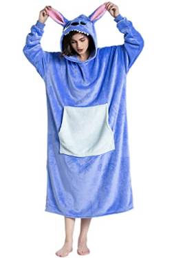 chuangminghangqi Flauschiger Decke mit Ärmeln Oversized Tragbare Decken Hoodie für Frauen Gemütliche Deckenpullover für Camping Kuscheldecke Sofadecke Kapuzenpullover Decke als Geschenkidee(Blau) von chuangminghangqi