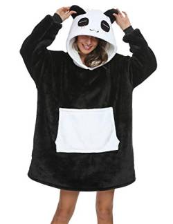 chuangminghangqi Panda Hoodie Damen Oversize Sherpa Tragbare Decke mit ärmeln Wearable Blanket mit Kapuze übergroße Kapuzendecke Kuschelpullover Pulloverdecken Lustige Geschenk für Frauen(Panda, M) von chuangminghangqi